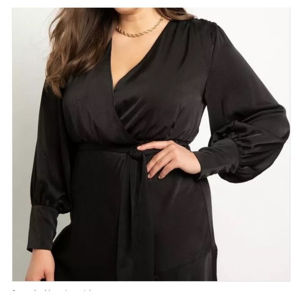 Eloquii Black Satin Maxi Dress Size 16 - Picture 1 of 6